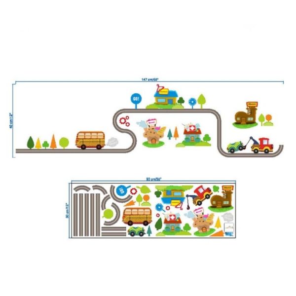 Cartoon Track Car Children Bedroom Wall Stickers Decorative Green Wall Stickers (ZY083) - Image 7