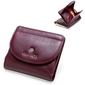 Genuine Leather Women Wallet Fashion Coin Purse Lady Money Bag Mini Clutch (Red)