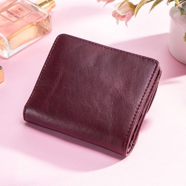 Genuine Leather Women Wallet Fashion Coin Purse Lady Money Bag Mini Clutch (Red) - Image 4