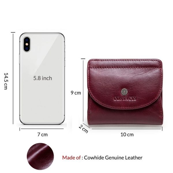 Genuine Leather Women Wallet Fashion Coin Purse Lady Money Bag Mini Clutch (Red) - Image 6
