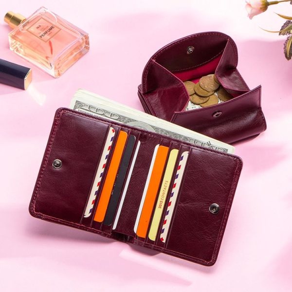 Genuine Leather Women Wallet Fashion Coin Purse Lady Money Bag Mini Clutch (Red) - Image 8