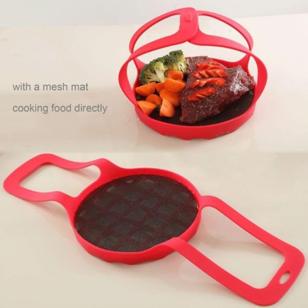 Steamer Sling Pressure Cooker Silicone Steamer (Red) - Image 5