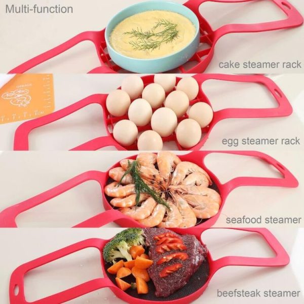 Steamer Sling Pressure Cooker Silicone Steamer (Red) - Image 6