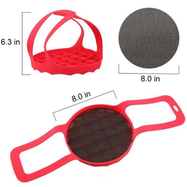 Steamer Sling Pressure Cooker Silicone Steamer (Red) - Image 7