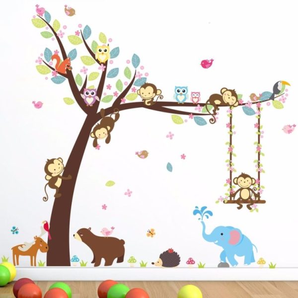 Swinging Monkey Wall Sticker Children's Room Kindergarten Environment Arrangement Removable Mural - Image 3