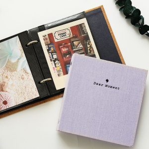 5 inch Photos Cotton Linen Loose-leaf Album Movie Ticket Postcard Storage Book (Purple)