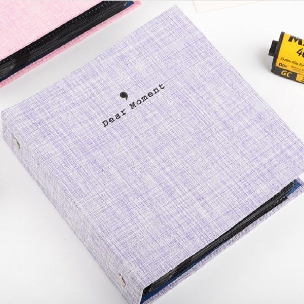 5 inch Photos Cotton Linen Loose-leaf Album Movie Ticket Postcard Storage Book (Purple) - Image 2
