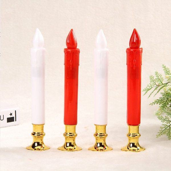 2 PCS Artificial Long Candle Light Plastic Electronic Candle (Red Shell Red Light) - Image 2