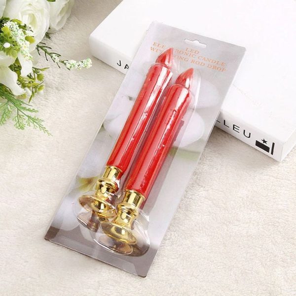 2 PCS Artificial Long Candle Light Plastic Electronic Candle (Red Shell Red Light) - Image 3
