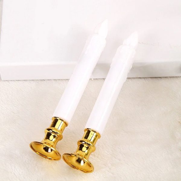 2 PCS Artificial Long Candle Light Plastic Electronic Candle (Red Shell Red Light) - Image 4