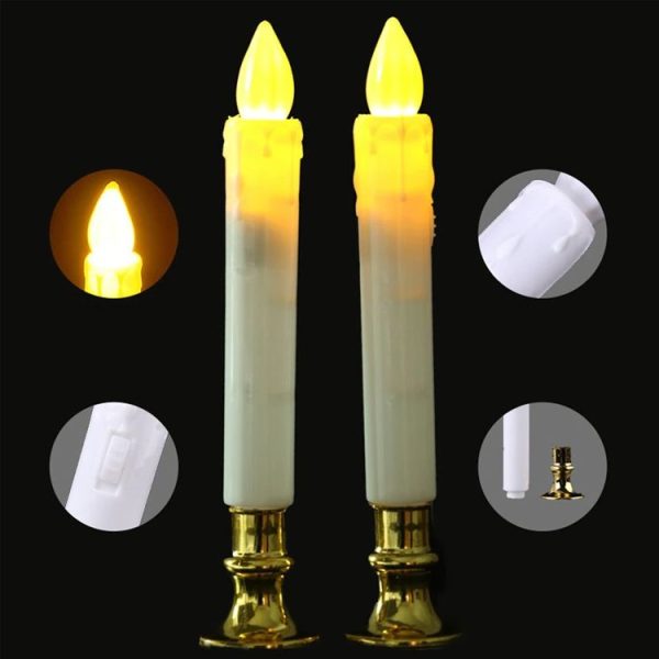 2 PCS Artificial Long Candle Light Plastic Electronic Candle (Red Shell Red Light) - Image 5