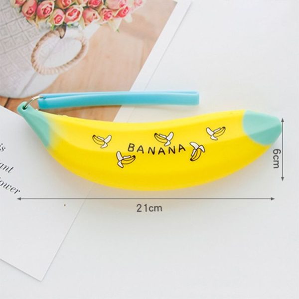 Creative Banana Pencil Case Cute Silicone Storage Bags Stationery Office School Supplies (Yellow) - Image 2
