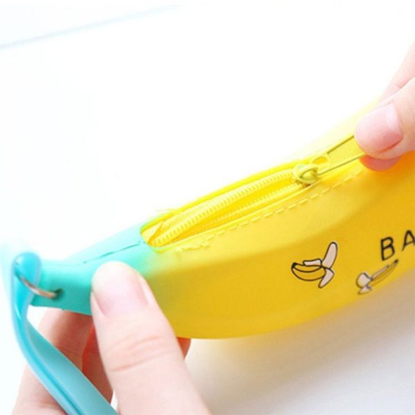 Creative Banana Pencil Case Cute Silicone Storage Bags Stationery Office School Supplies (Yellow) - Image 3