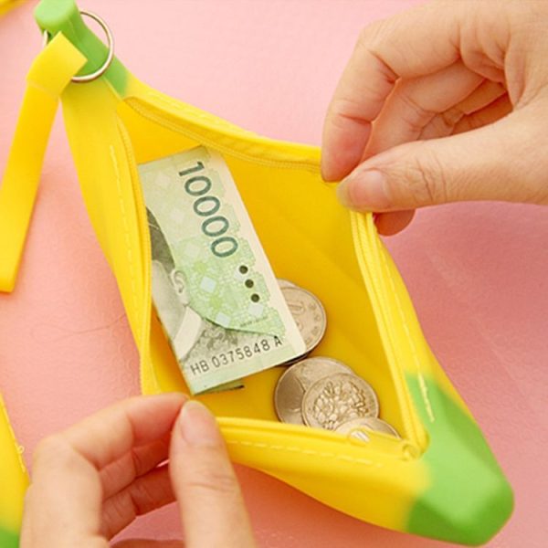 Creative Banana Pencil Case Cute Silicone Storage Bags Stationery Office School Supplies (Yellow) - Image 4