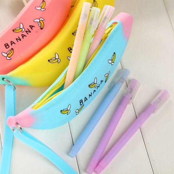 Creative Banana Pencil Case Cute Silicone Storage Bags Stationery Office School Supplies (Yellow) - Image 6
