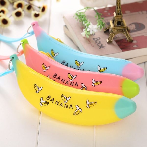 Creative Banana Pencil Case Cute Silicone Storage Bags Stationery Office School Supplies (Yellow) - Image 7