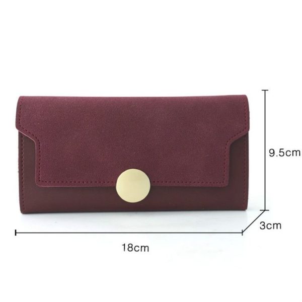 Women Splicing Long Wallet Ring Snap Multi-function Coin Purse (Purple) - Image 3
