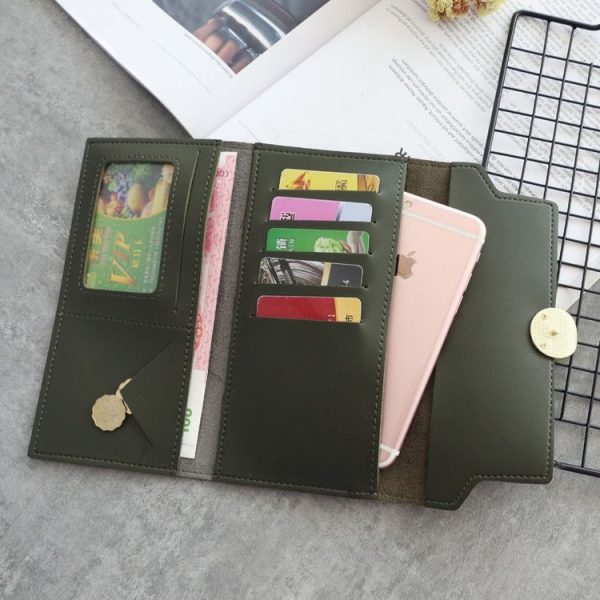 Women Splicing Long Wallet Ring Snap Multi-function Coin Purse (Purple) - Image 4