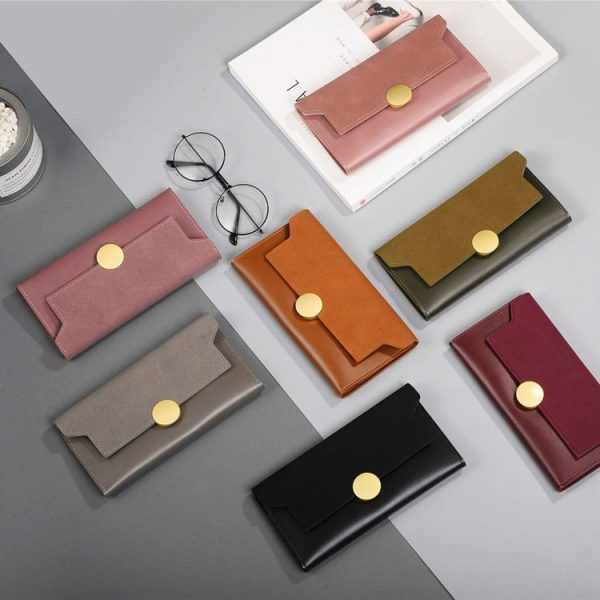 Women Splicing Long Wallet Ring Snap Multi-function Coin Purse (Purple) - Image 6