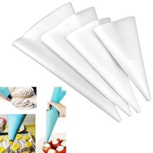 4 in 1 Silicone Icing Piping Cream Pastry Bag Nozzle DIY Cake Decorating Tools Set (EVA Bag White 4 Mixed)