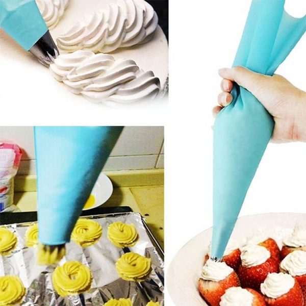4 in 1 Silicone Icing Piping Cream Pastry Bag Nozzle DIY Cake Decorating Tools Set (EVA Bag White 4 Mixed) - Image 7