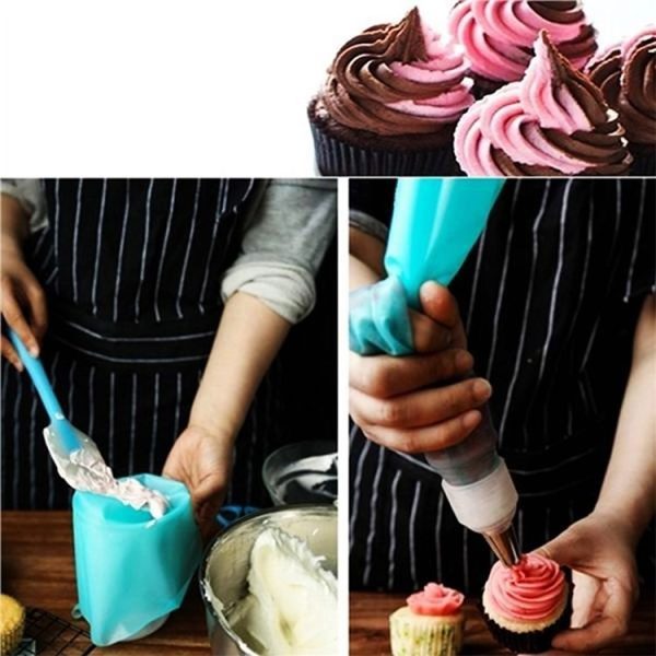 4 in 1 Silicone Icing Piping Cream Pastry Bag Nozzle DIY Cake Decorating Tools Set (EVA Bag White 4 Mixed) - Image 8