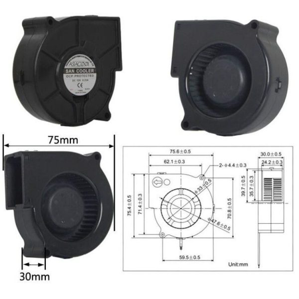 ASIACOOL Silent Turbo Blower Fan, Specification: 7530 12V - Image 5
