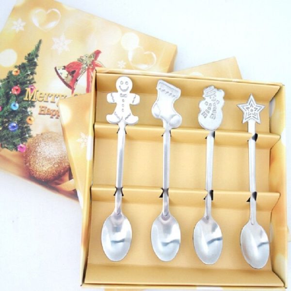 2 Sets Creative Stainless Steel Christmas Cutlery Four-piece Set