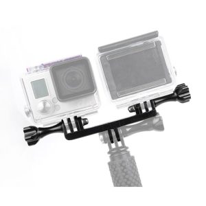 Double Bracket with Screw Mount Adapter for GoPro Hero11 Black / HERO10 Black / 9 Black / 8 Black / 7 / 6 / 5 / 5 Session / 4 Session / 4 / 3+ / 3 / 2 / 1, DJI Osmo Action and Other Action Cameras
