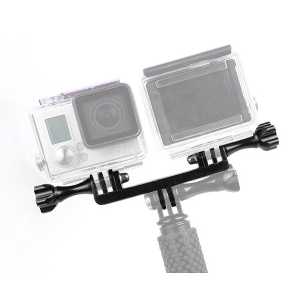 Double Bracket with Screw Mount Adapter for GoPro Hero11 Black / HERO10 Black / 9 Black / 8 Black / 7 / 6 / 5 / 5 Session / 4 Session / 4 / 3+ / 3 / 2 / 1, DJI Osmo Action and Other Action Cameras