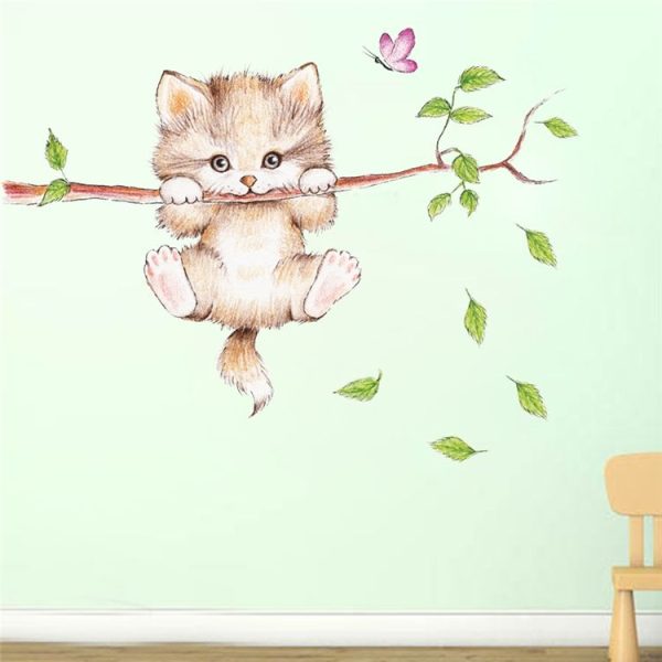 Cute Cat Twig Kindergarten Environment Layout Wall Decoration Wall Sticker - Image 4