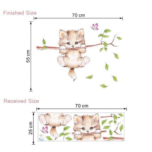 Cute Cat Twig Kindergarten Environment Layout Wall Decoration Wall Sticker - Image 6