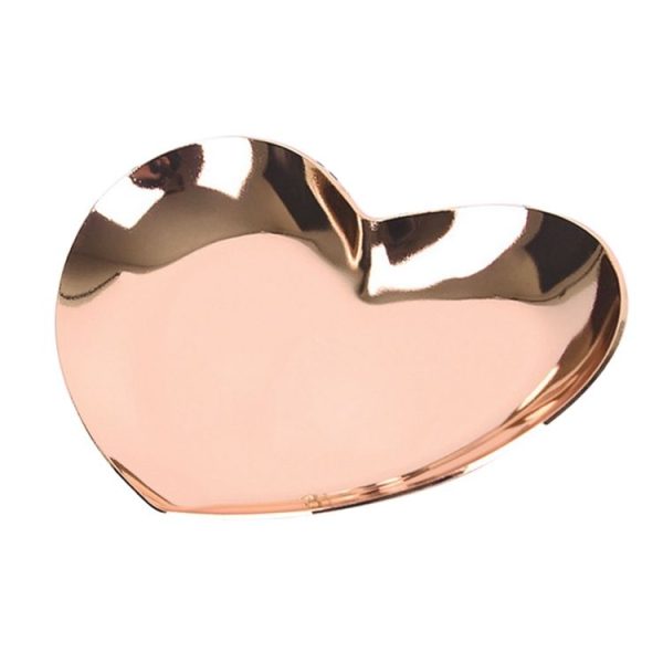 Heart Shaped Ornament Metal Stainless Steel Fruit Tea Tray Home Decoration Storage Rack, Color: Rose Gold - Image 2