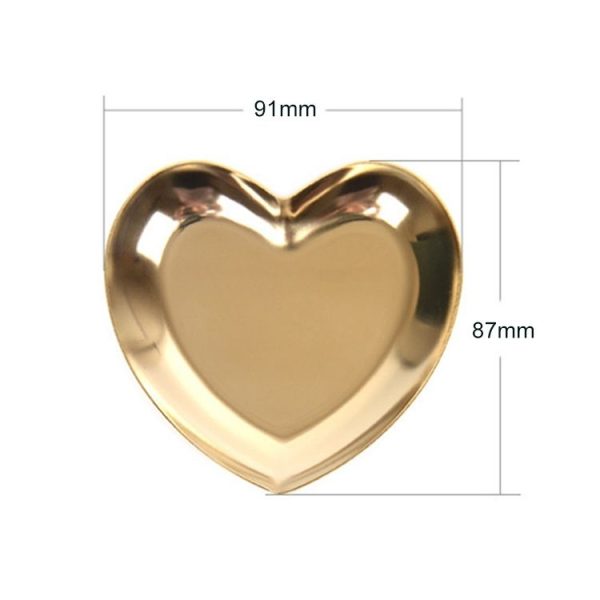 Heart Shaped Ornament Metal Stainless Steel Fruit Tea Tray Home Decoration Storage Rack, Color: Rose Gold - Image 3