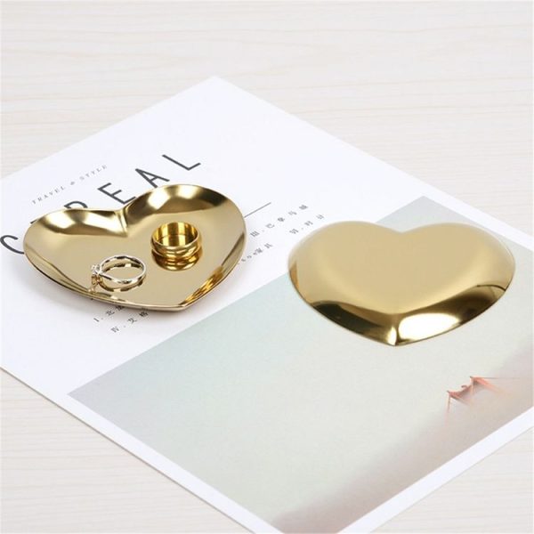 Heart Shaped Ornament Metal Stainless Steel Fruit Tea Tray Home Decoration Storage Rack, Color: Rose Gold - Image 4
