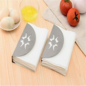 2 PCS Stainless Steel Western Fan-shaped Napkin Seat Napkin Holder Paper Towel Clip, Specification: Pattern