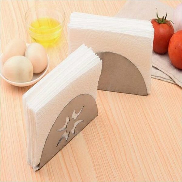 2 PCS Stainless Steel Western Fan-shaped Napkin Seat Napkin Holder Paper Towel Clip, Specification: Pattern - Image 8