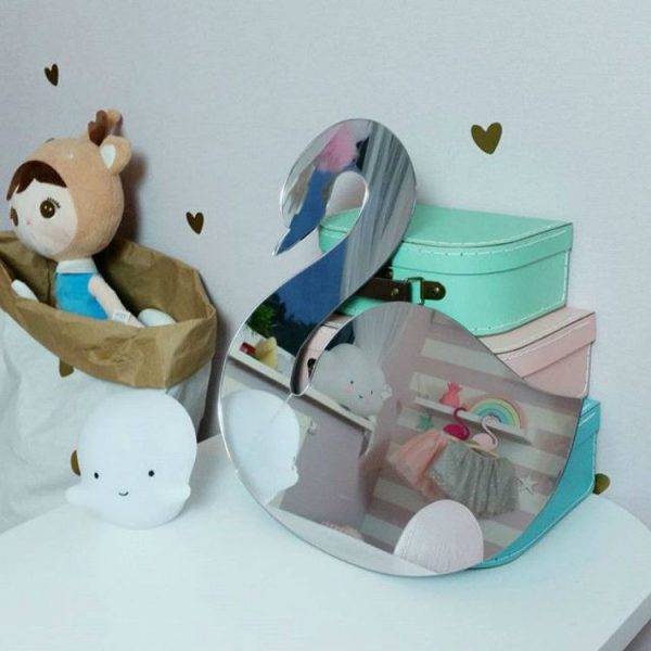 Creative Home Baby Room Children Room Cartoon Acrylic Mirror Pendant Decoration, Style: Swan (24x28x0.3 cm) - Image 2