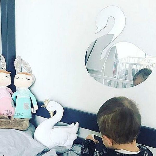 Creative Home Baby Room Children Room Cartoon Acrylic Mirror Pendant Decoration, Style: Swan (24x28x0.3 cm) - Image 3