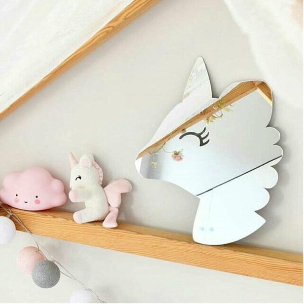 Creative Home Baby Room Children Room Cartoon Acrylic Mirror Pendant Decoration, Style: Unicorn (33x25x0.3cm) - Image 3