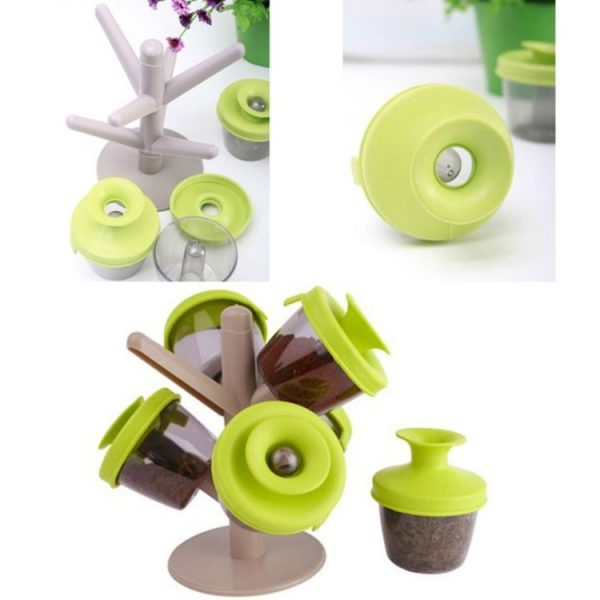 2 PCS 6 in 1 Creative Spice Tree Pots Seasoning Tanks Cans Set Pop Up Spice Rack - Image 4