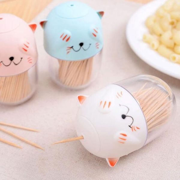 Creative Cartoon Cat Toothpick Box Spices Bottle Toothpick-Holder Kitchen Tools (Pink) - Image 3