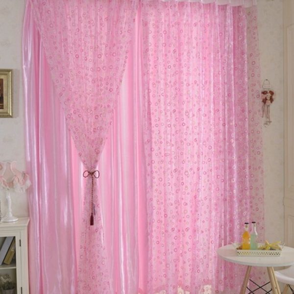 Bedroom Room Bubble Pattern Window Tulle Curtain Curtains Sheer Panel Drape Curtains, Size: 100 x 200 cm (Pink) - Image 2