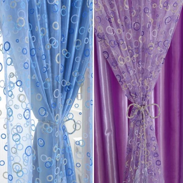 Bedroom Room Bubble Pattern Window Tulle Curtain Curtains Sheer Panel Drape Curtains, Size: 100 x 200 cm (Pink) - Image 3