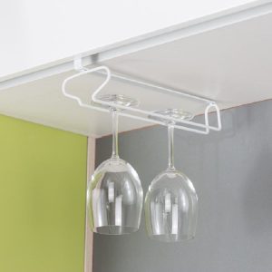 Wrought Iron Wine Glass Holder Upside Down Goblet Creative Hanging Cup Holder (White)