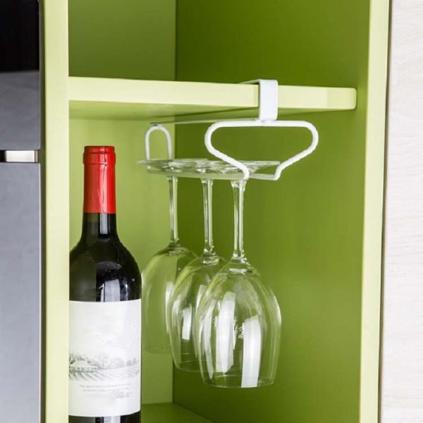 Wrought Iron Wine Glass Holder Upside Down Goblet Creative Hanging Cup Holder (White) - Image 3