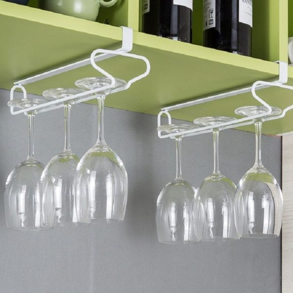 Wrought Iron Wine Glass Holder Upside Down Goblet Creative Hanging Cup Holder (White) - Image 4