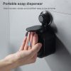 Bathroom Traceless Manual Soap Liquid Box Creative Suction Cup Wall-mounted Soap Dispenser Without Punching Plastic Soap Dispenser (Black) - Image 5