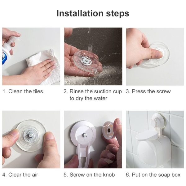 Bathroom Traceless Manual Soap Liquid Box Creative Suction Cup Wall-mounted Soap Dispenser Without Punching Plastic Soap Dispenser (Black) - Image 7