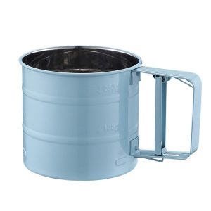 Stainless Steel Flour Sieve Baking Tool Hand-Pressed Flour Sieve (Blue)